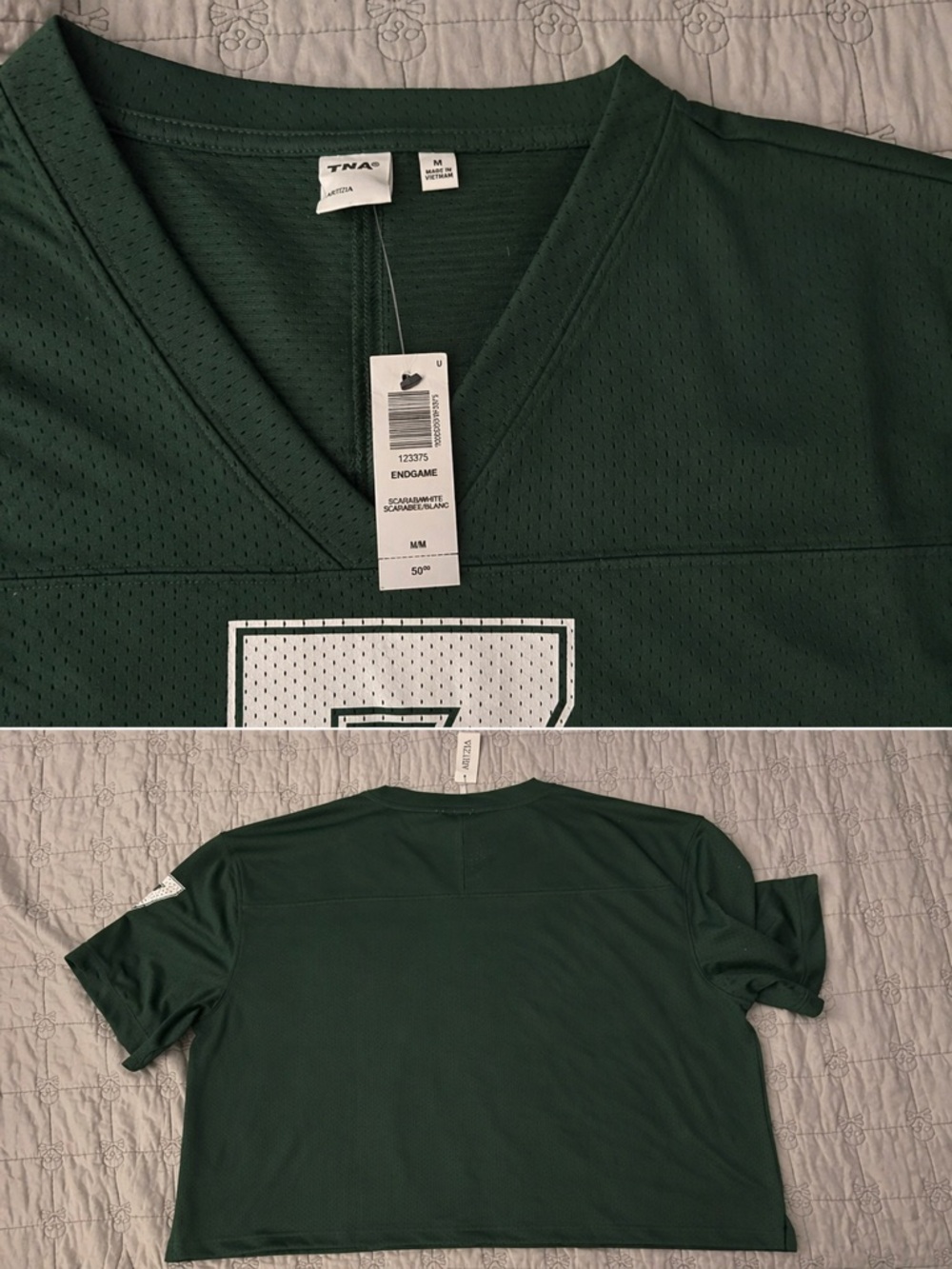 Aritzia Endgame Jersey Scarab Green/White NWT - Picture 3 of 3